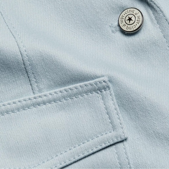 Cinq a Sept Louisa Peak Stretch Fitted Ruched Sleeve Denim Blazer Size 4 NEW - Picture 7 of 11